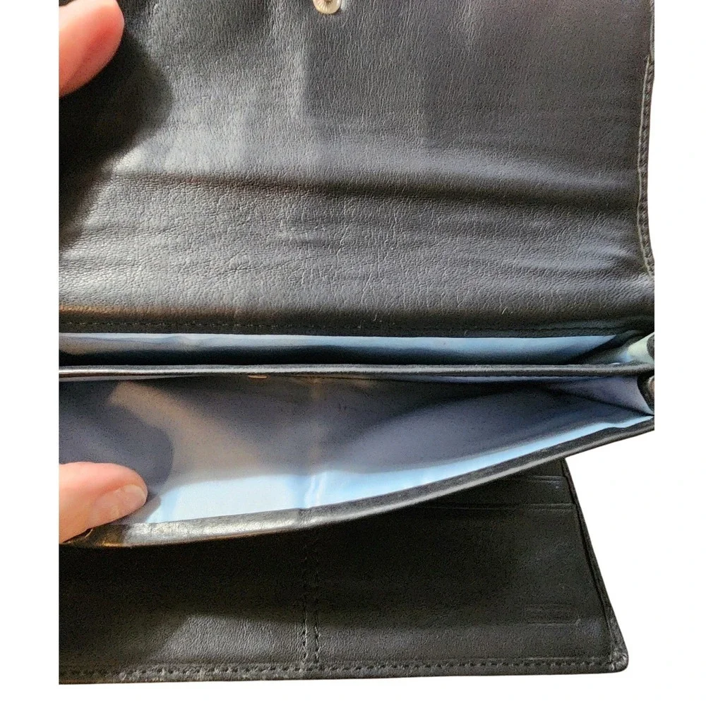 Coach Black Leather Slim Envelope Wallet with Exterior Zipper Pocket Classic‎